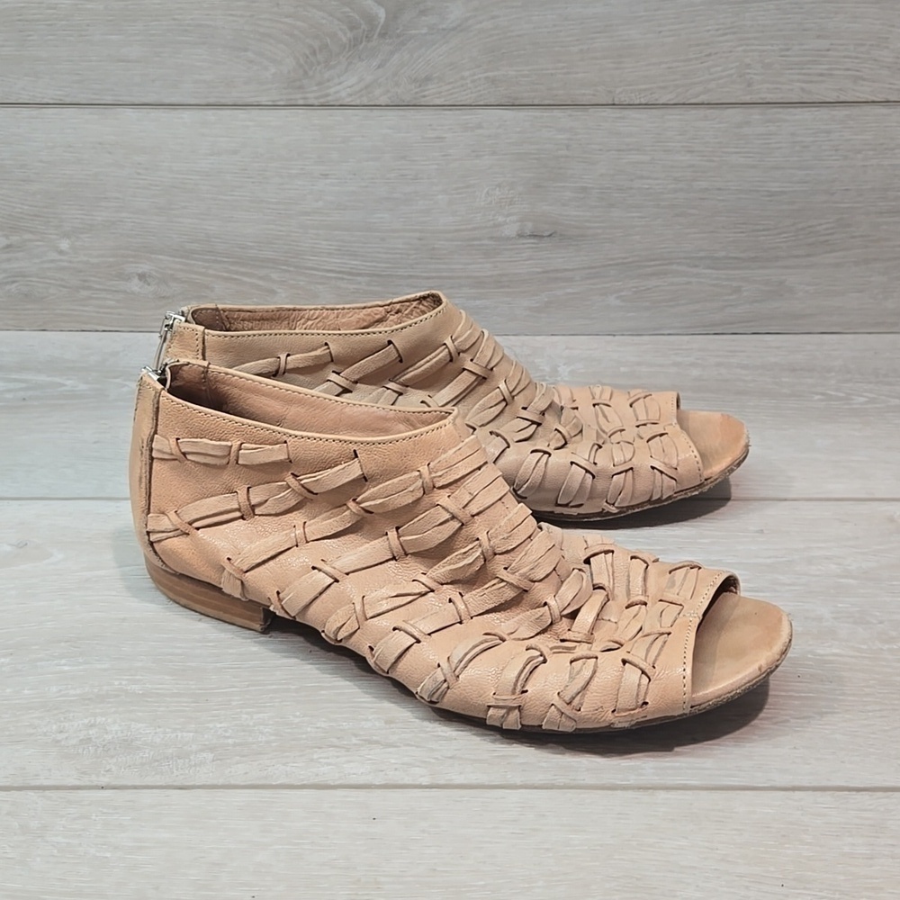 Ron White Women Ankle Leather Open Toe Boots shoes sz 40/9.5